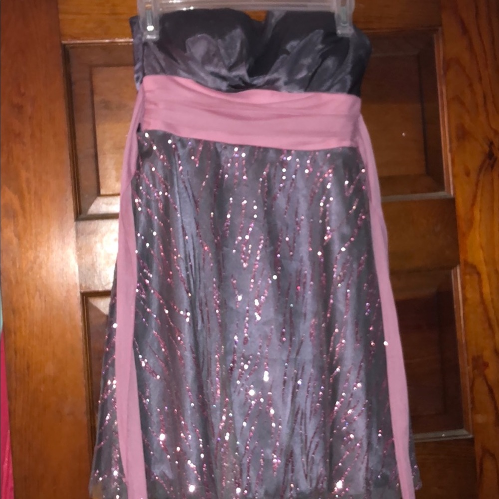 A strap-less formal dress